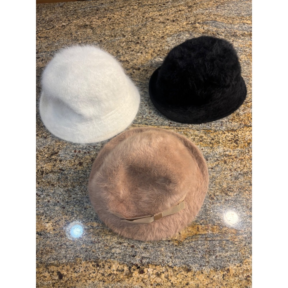 Lot of Vintage Bucket Hats Kangol Marshall Field Fuzzy Angora Rabbit Hair Bundle